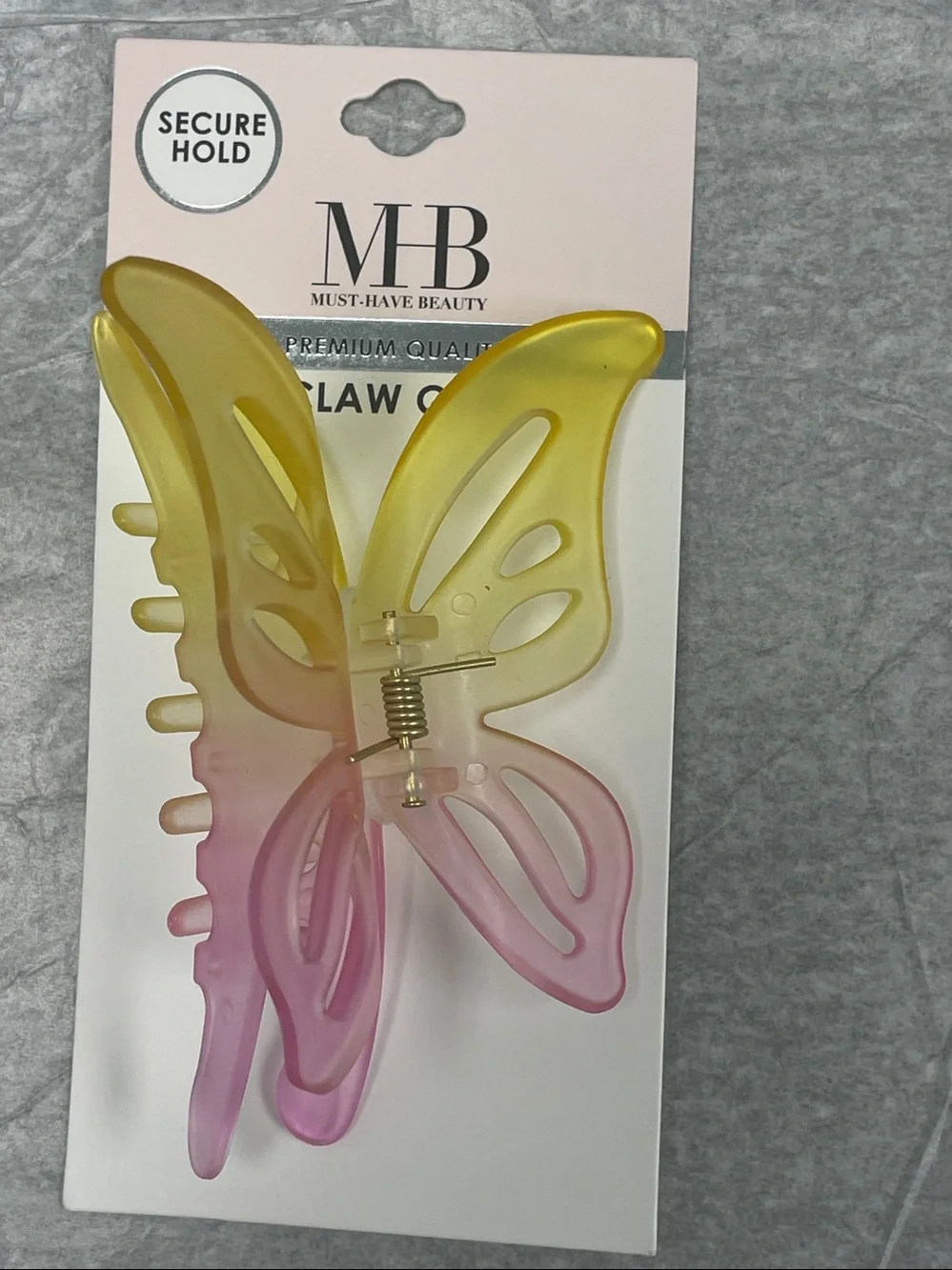 Ombre Butterfly Hair Claw Clip - Yellow & Pink